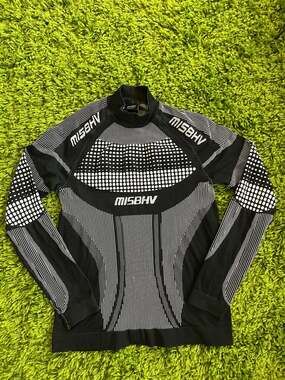 MISBHV Sport Active Black and White Knitted Mock Neck Long Sleeve Top